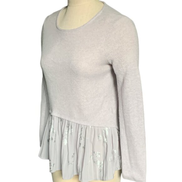 LC Lauren Conrad Pleated Peplum Sweater Top XS Gray 97H - Picture 4 of 9